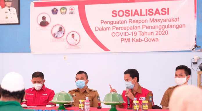 PMI Gowa Sosialisasi Penguatan Respon Masyarakat Tangani Covid-19 di Somba Opu pmi gowa