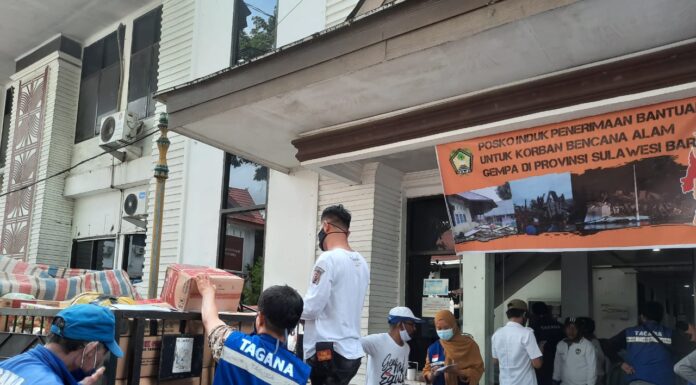 Bentuk Posko, Bantuan Peduli Sulbar Terus Berdatangan di Kantor Bupati Gowa Gowa